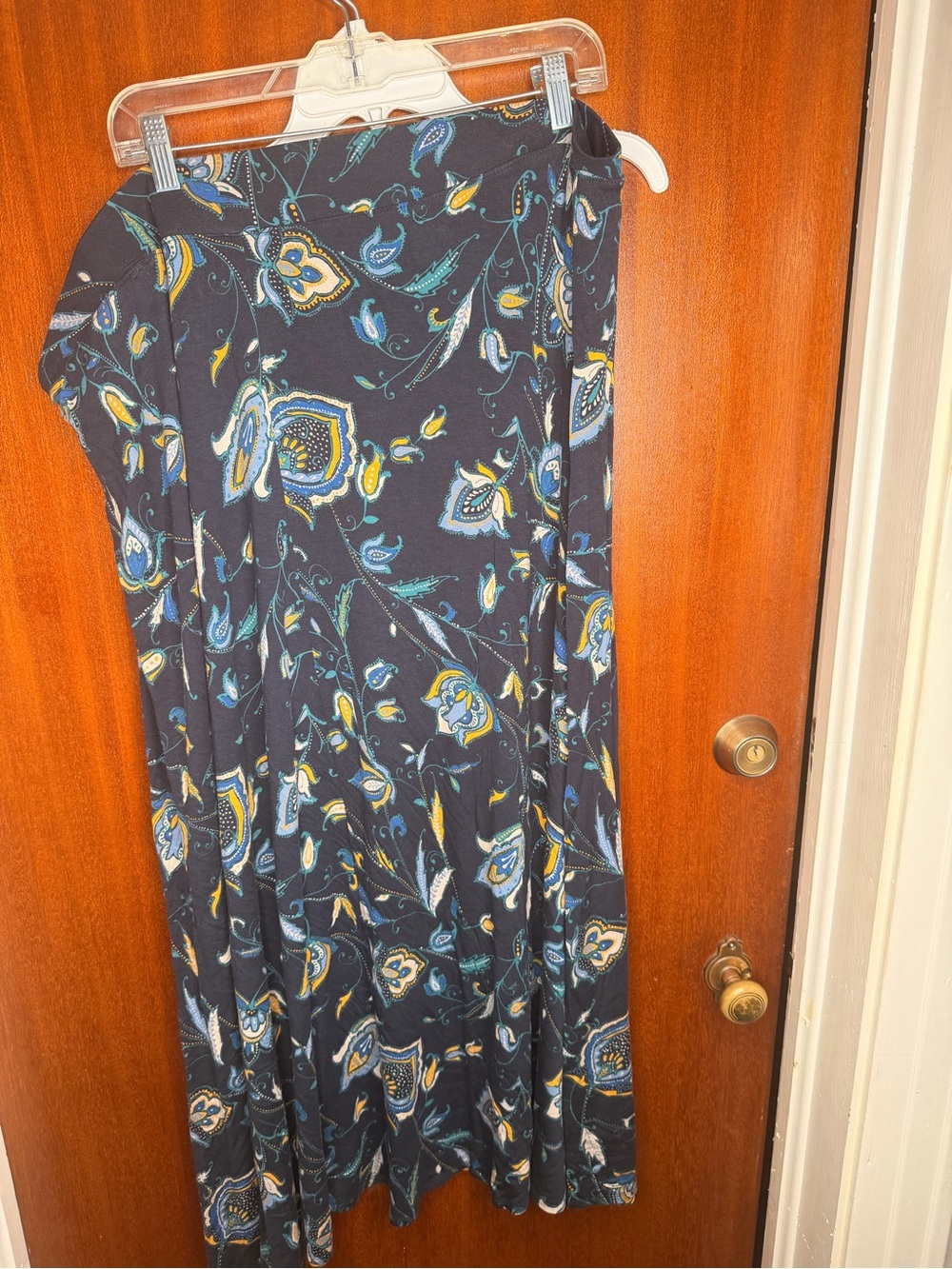 Cato Black Floral Maxi Skirt with Blue & Yellow Accents
